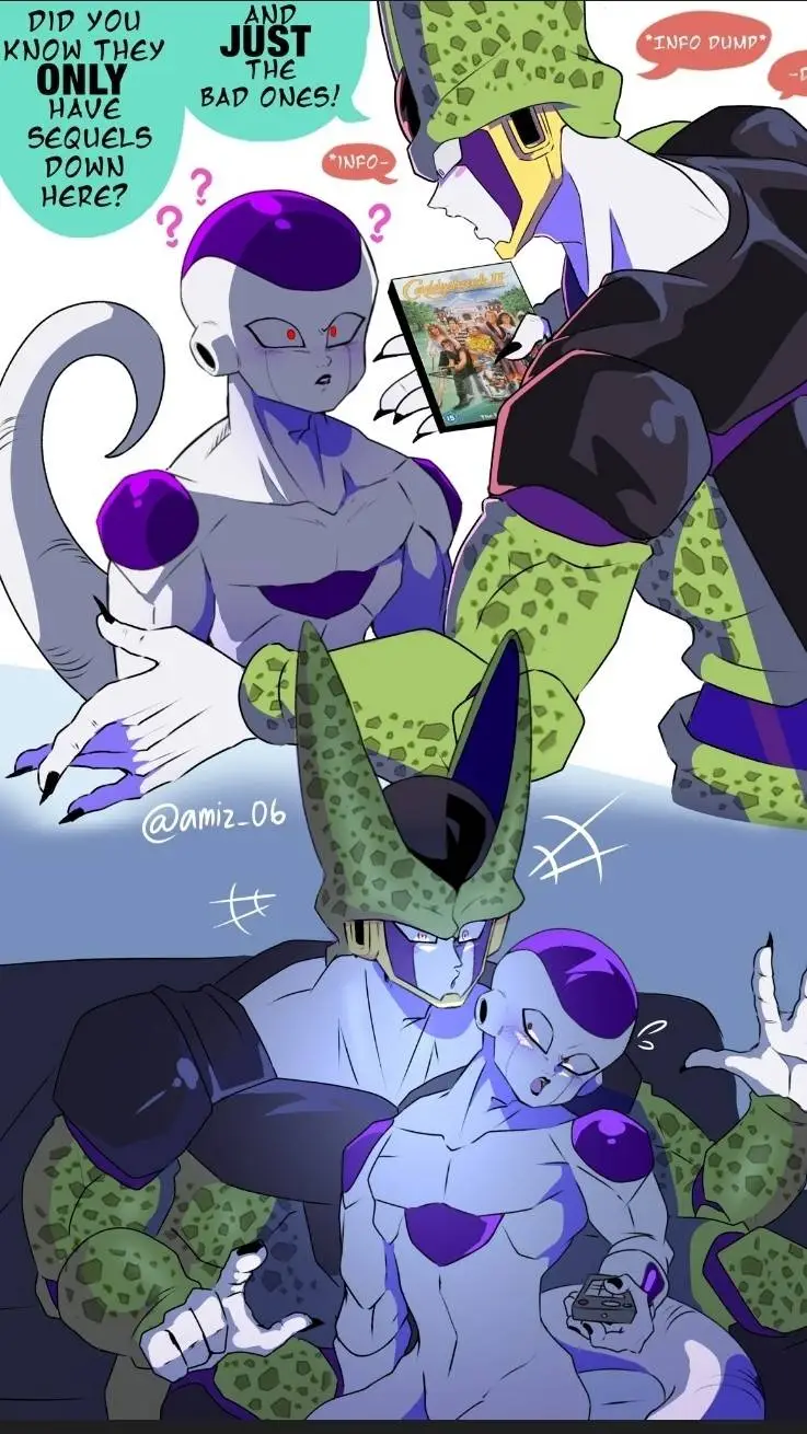 ai character: 🤍💜Frieza x Cell💚 background