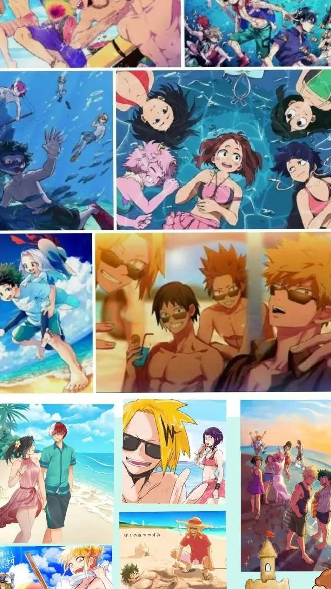 ai character: MHA at the beach 🏖 background
