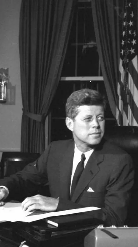 ai character: John Kennedy  background