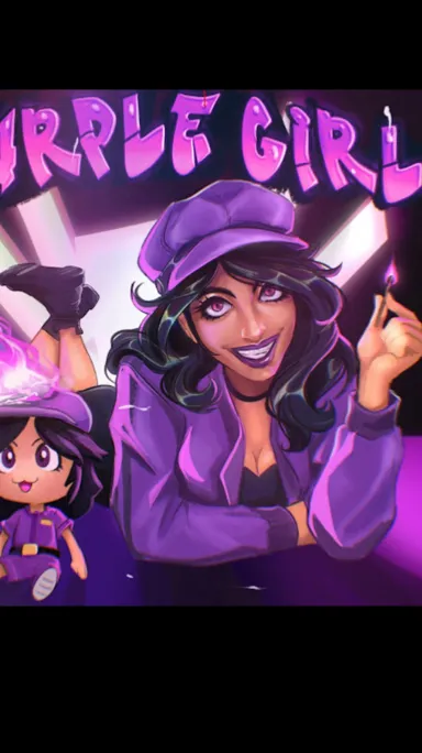 ai character: Purple girl  background
