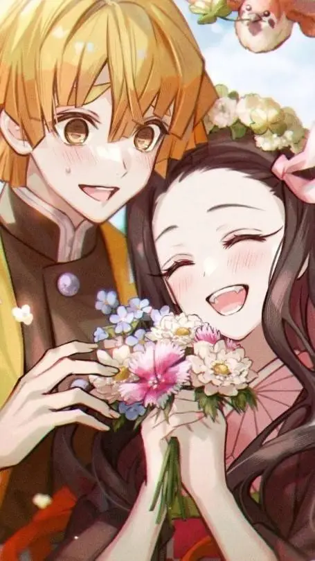ai character: zenitsu et nezuko background