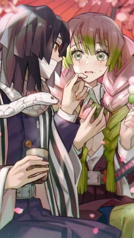 ai character: obanai et mitsuri background