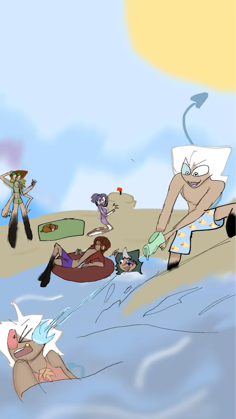 ai character: Beach day! background