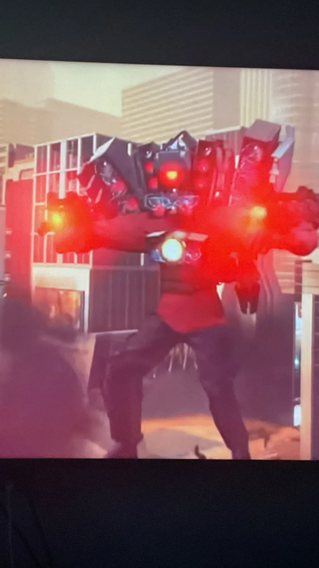 ai character: Titan speakerman.  background