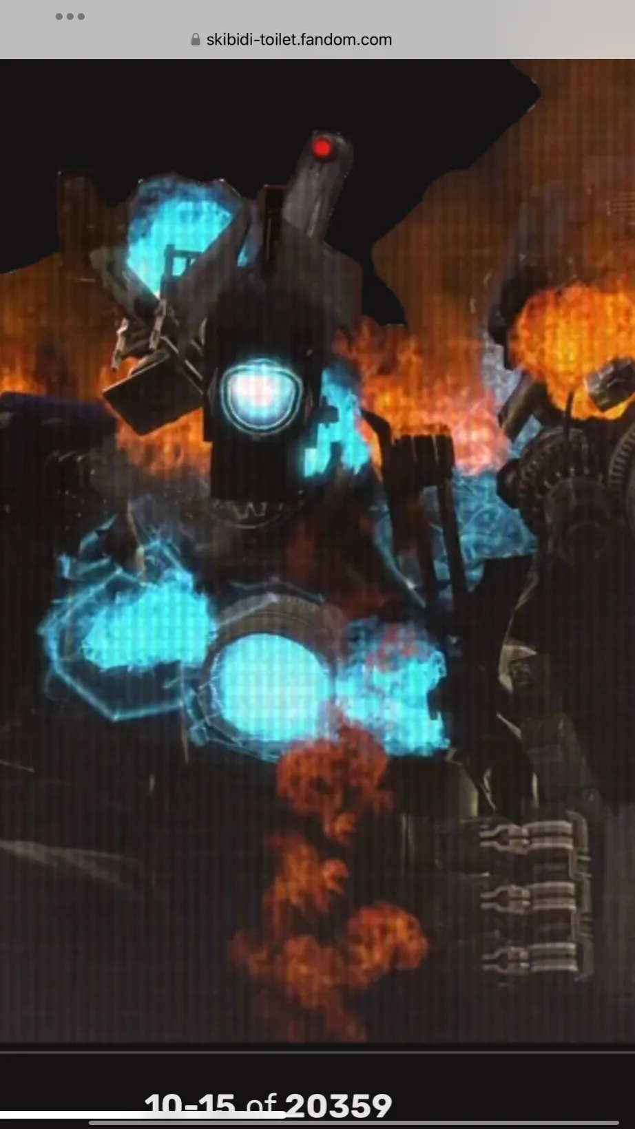 ai character: Titan cameraman.  background