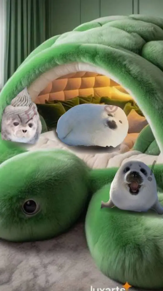 ai character: seal bed! or house background