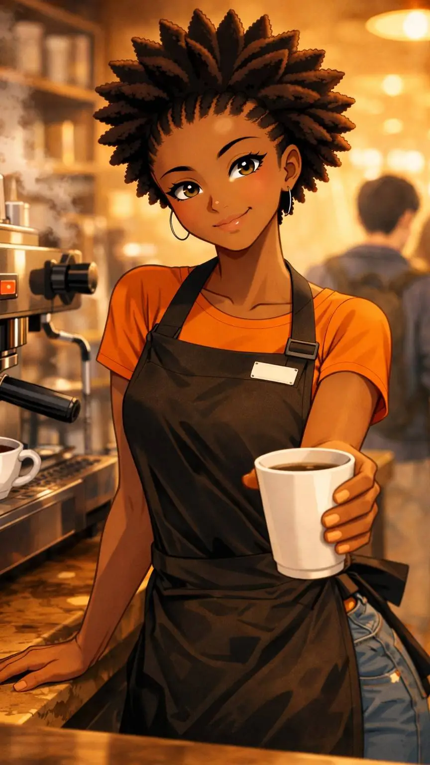 ai character: Justina  Okoye background