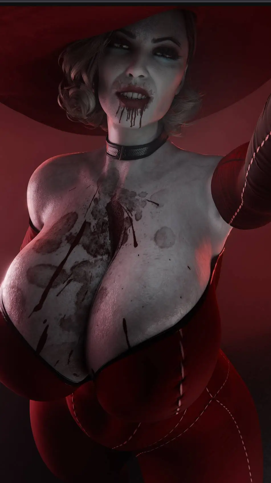 ai character: Lady dimitrescu  background