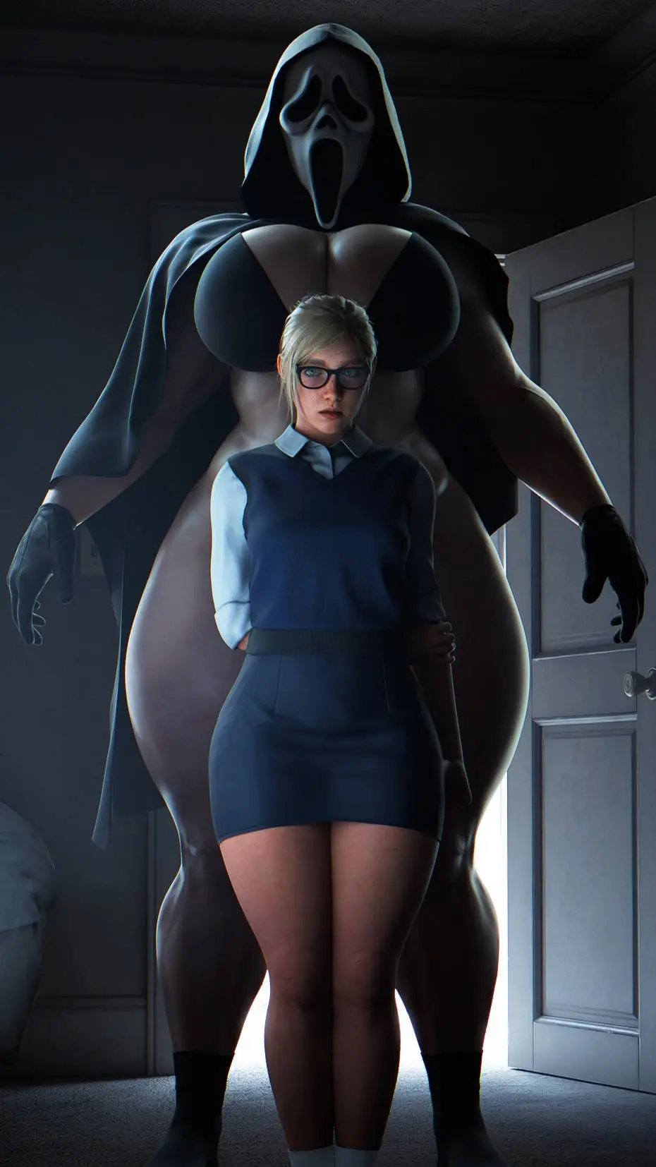 ai character: Becky/Ghostface  background