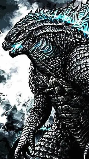 ai character: Godzilla  background