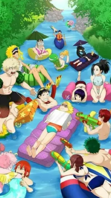 ai character: !MHA beach party! background