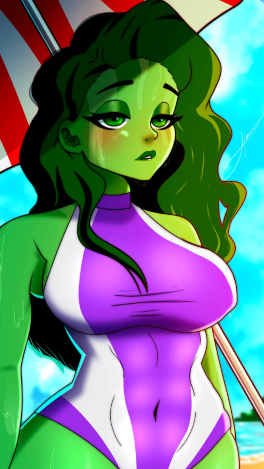 ai character: She hulk/Jennifer background
