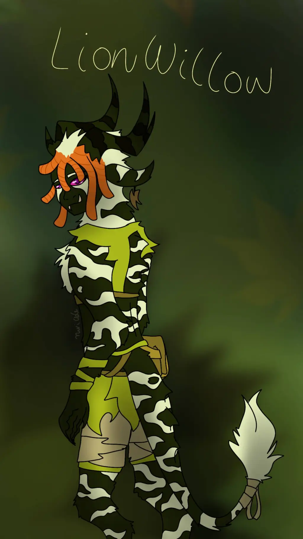 ai character: Lion Willow background