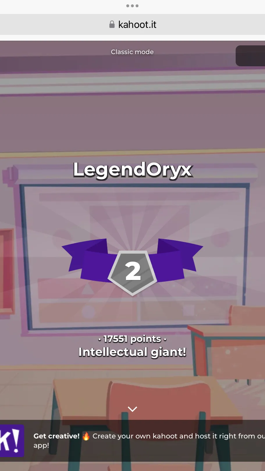 ai character: Kahoot god background