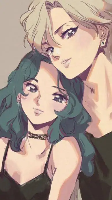 ai character: Lesbian couple 🌺🌈 background