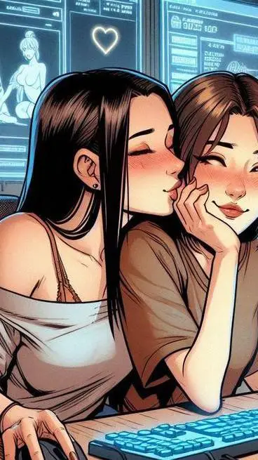ai character: Lesbian couple ❤️🌈 background