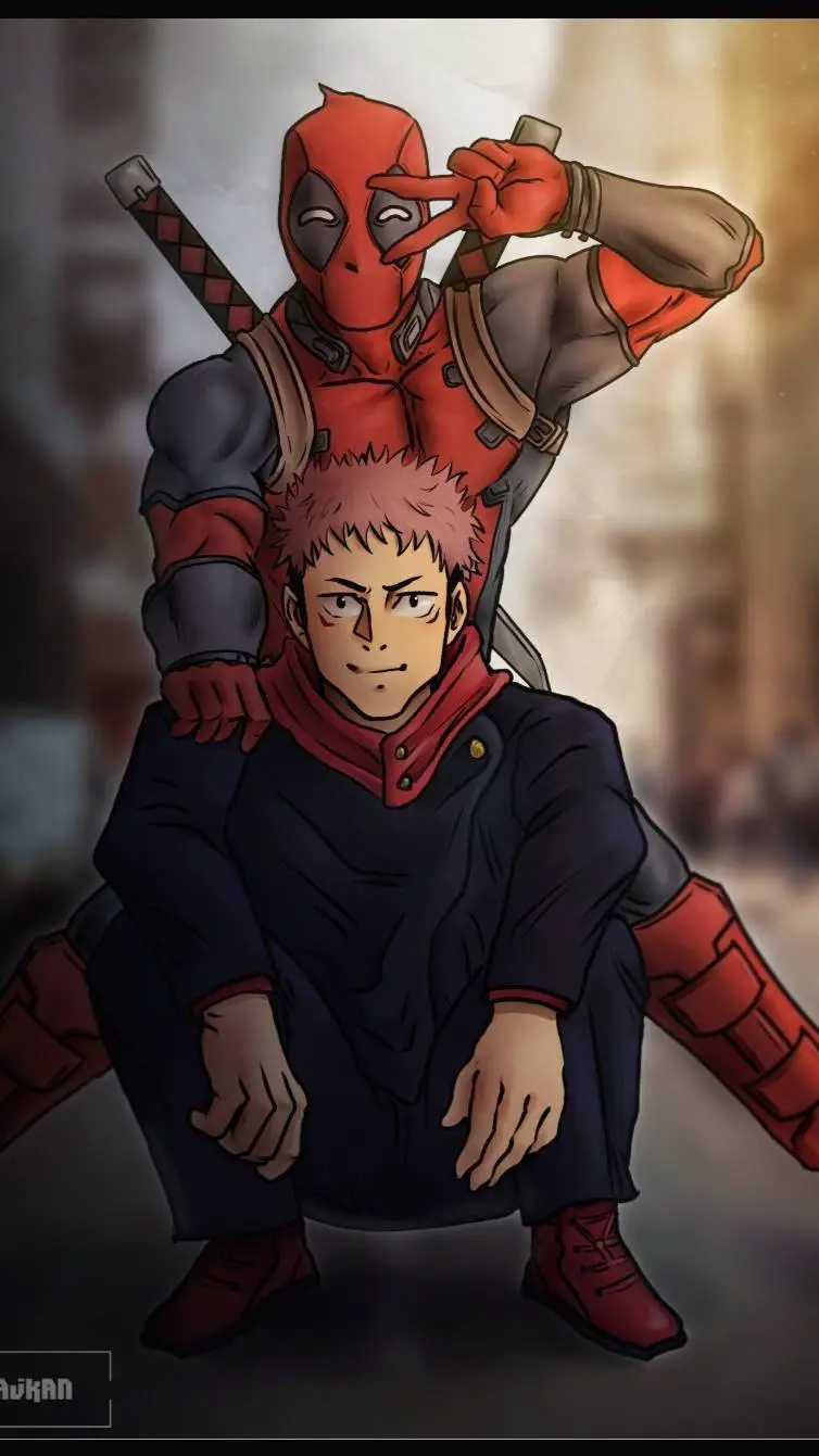 ai character: Deadpool and yuji background