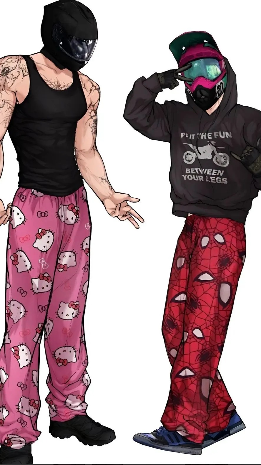 ai character: Biker friends. ꨄ background