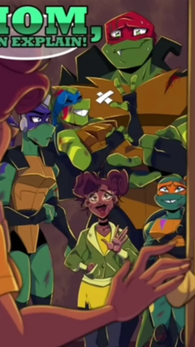 ai character: rottmnt comic dub background