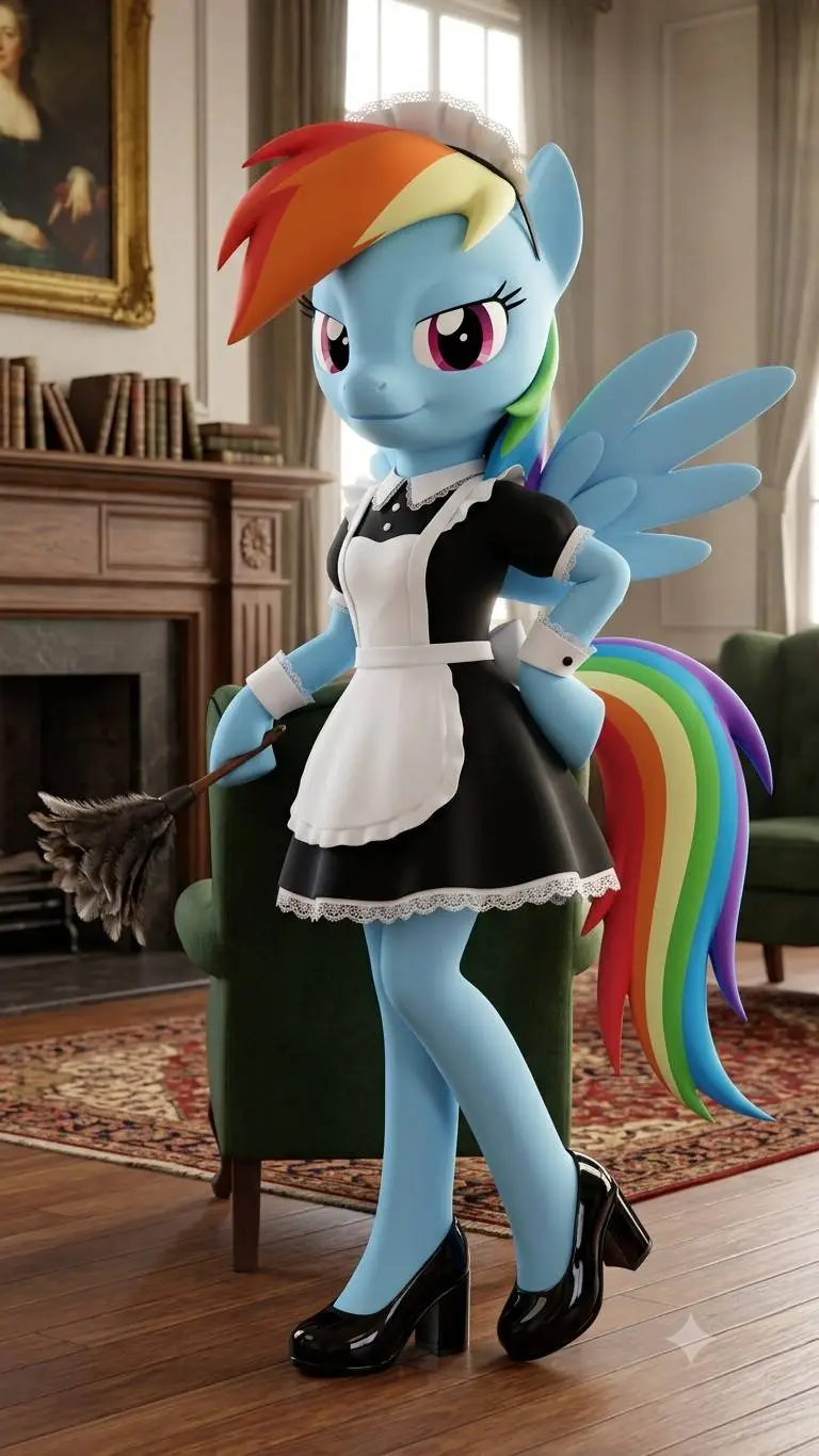 ai character: Maid Rainbow Dash background