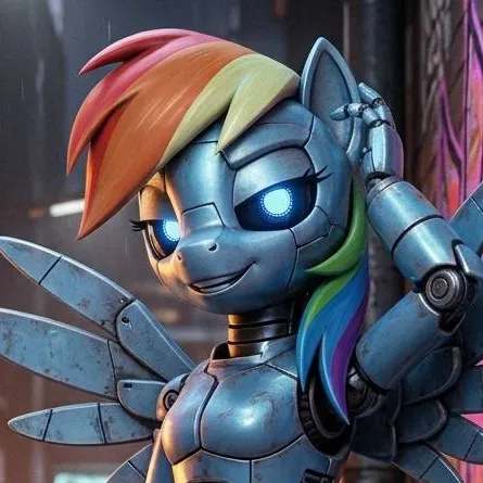 chat with ai character: Robot Rainbow Dash