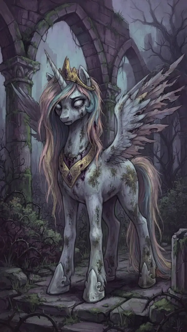ai character: Zombie Celestia background