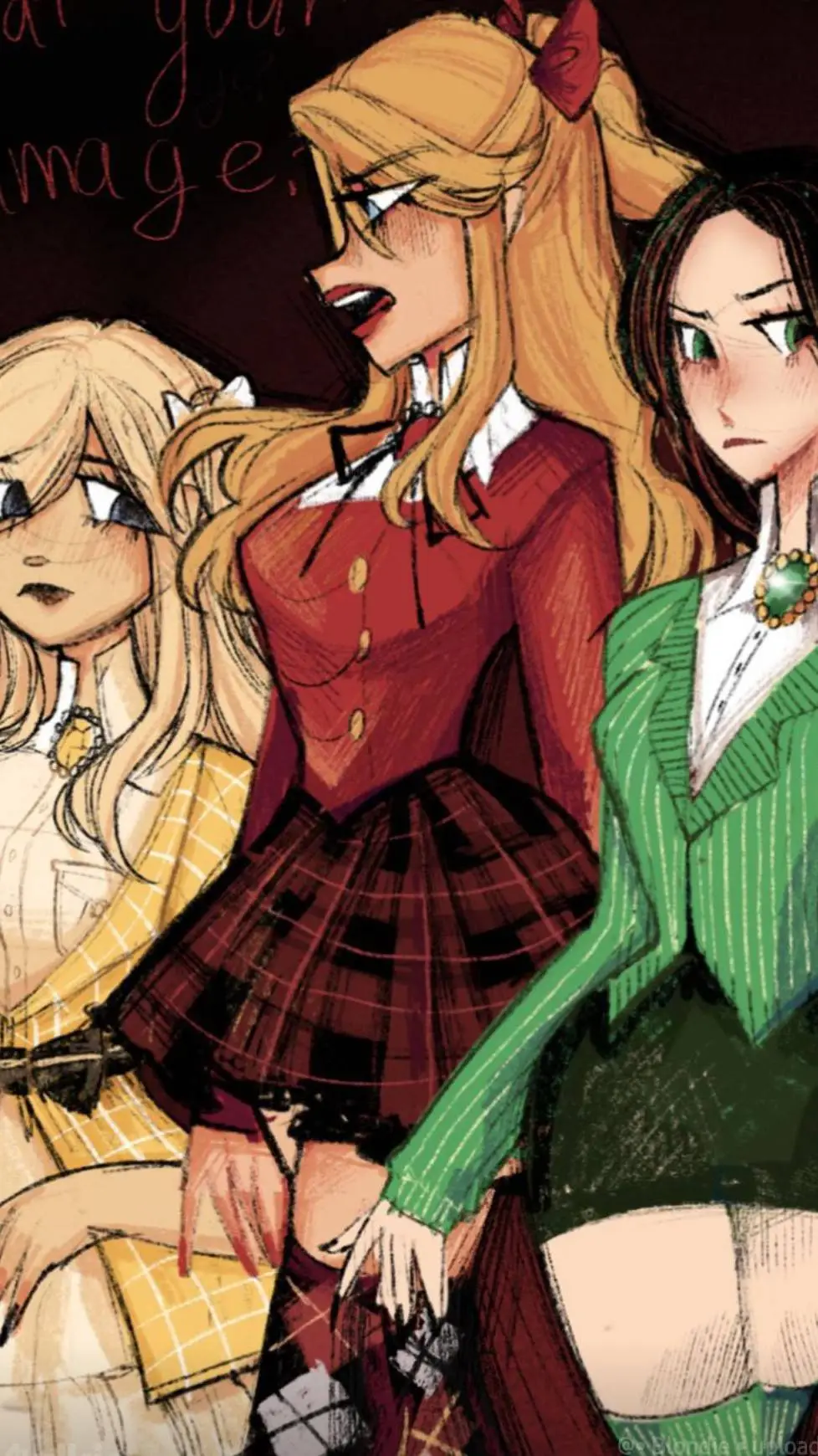 ai character: HEATHERS ❤️ 💚 💛 background