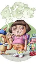 ai character: Dora on weed background