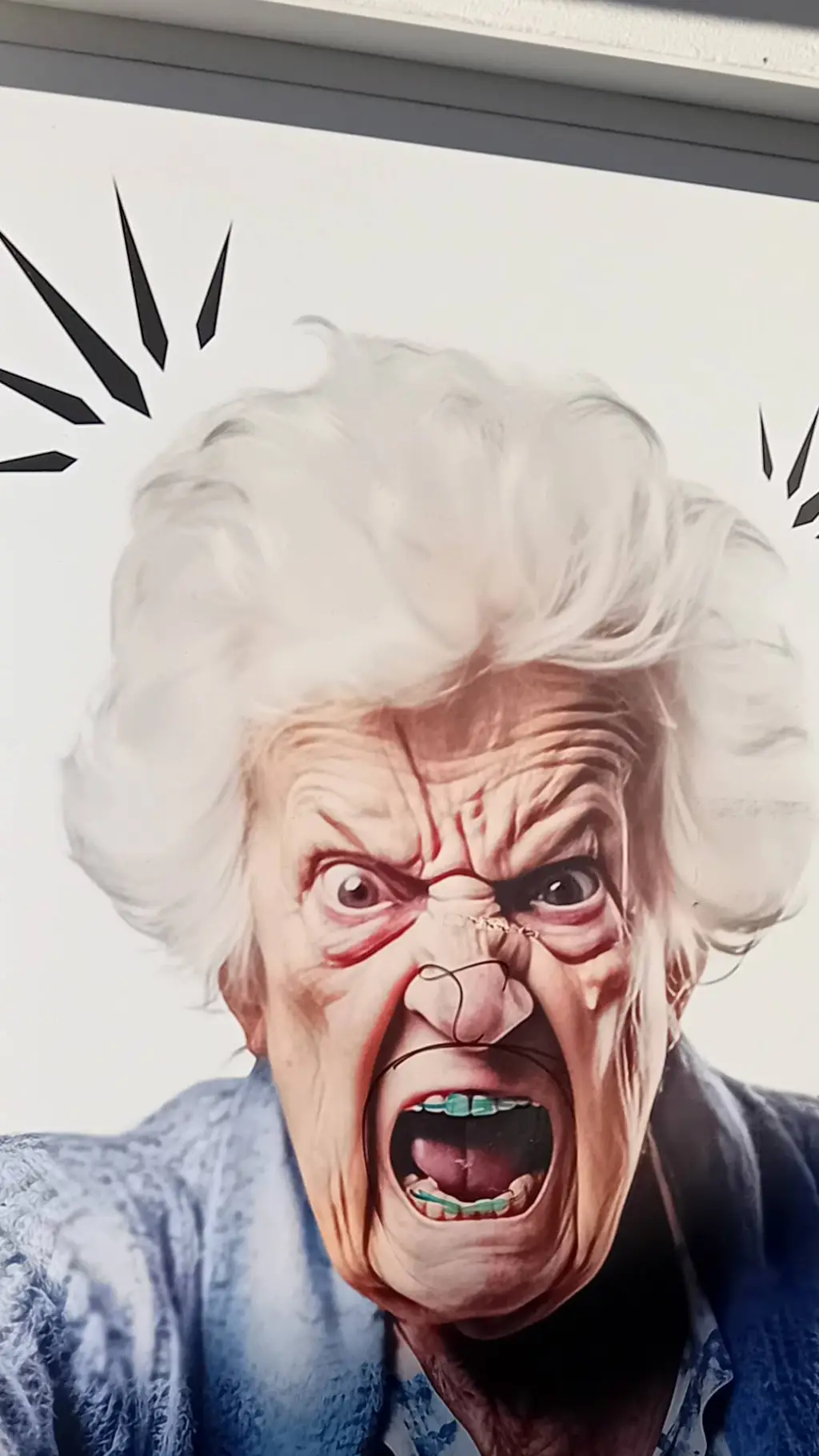 ai character: Angry grandma  background