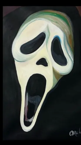 ai character: Ghost face background