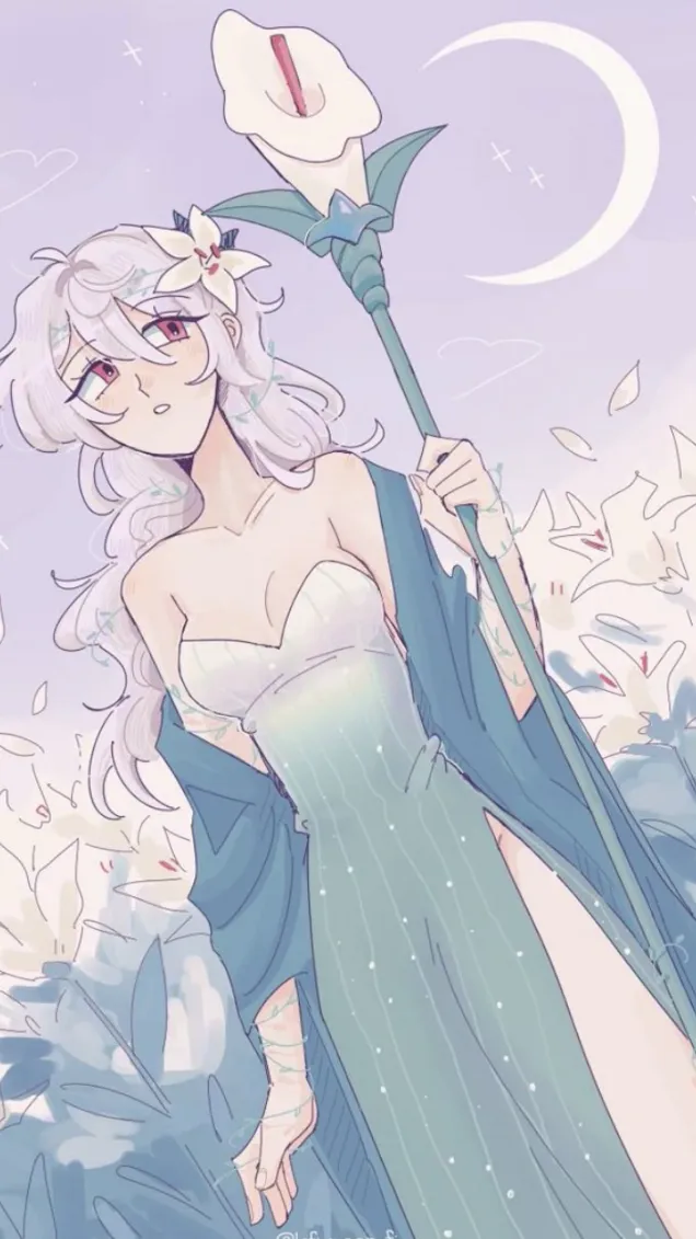 ai character: White Lily cookie background