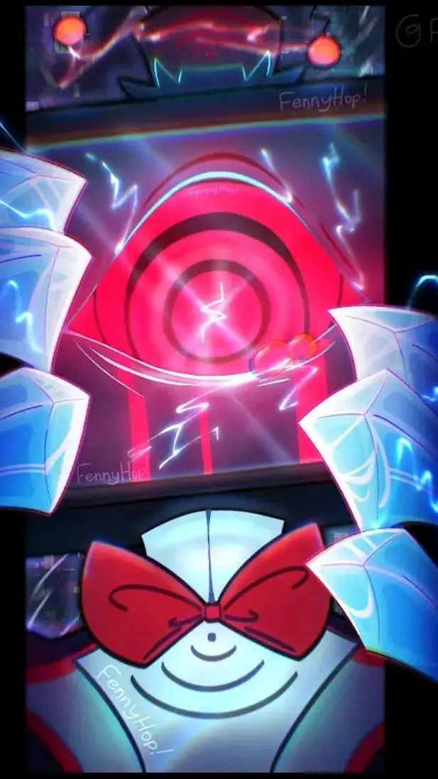 ai character: broken vox 💙🖤❤️ background