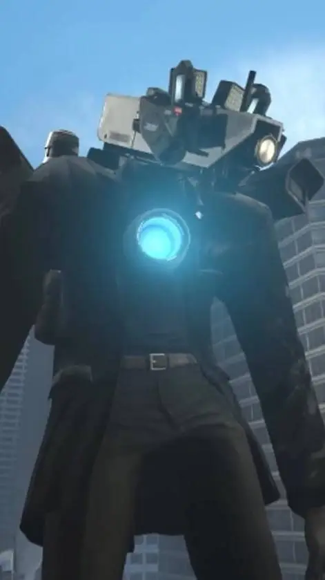 ai character: titan camera man  background