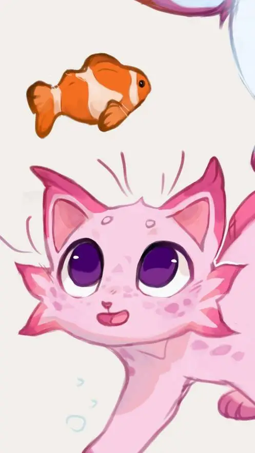 ai character: cat axolotl  background