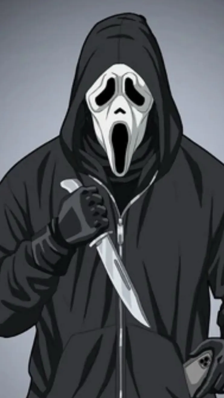 ai character: Ghost face ￼ background