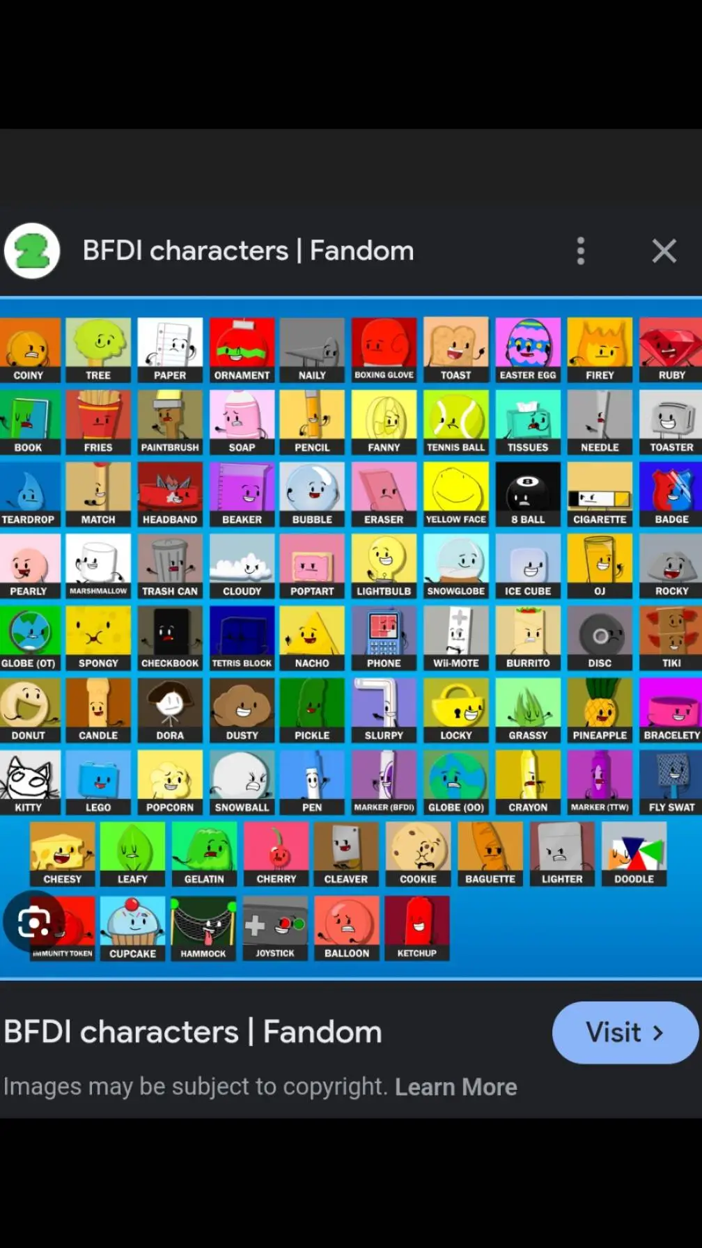 ai character: BFDI background