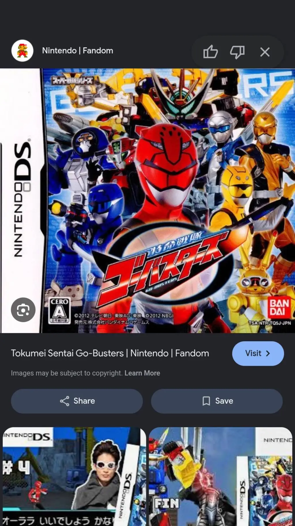 ai character: GoBusters DS Info background