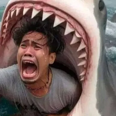 chat with ai character: shark eating you