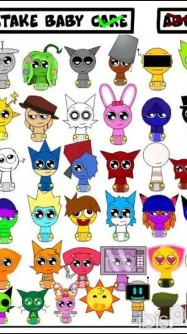 ai character: BABY SPRUNKI background