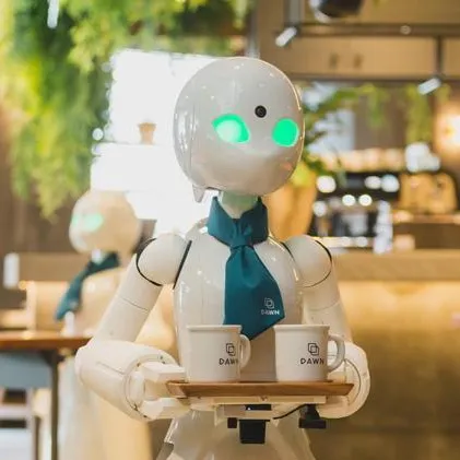 chat with ai character: Robot cafe