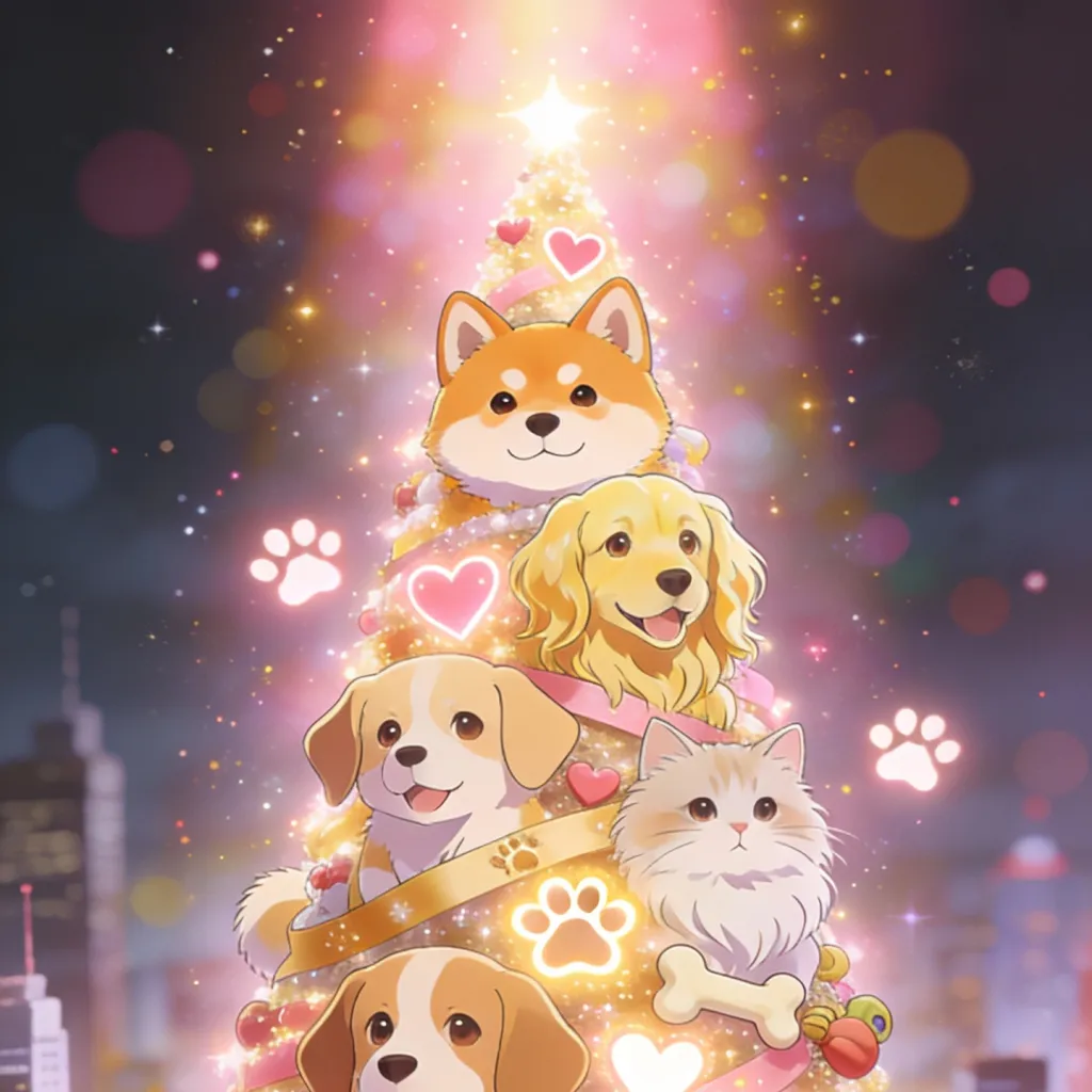 chat with ai character: Paws-mas tree