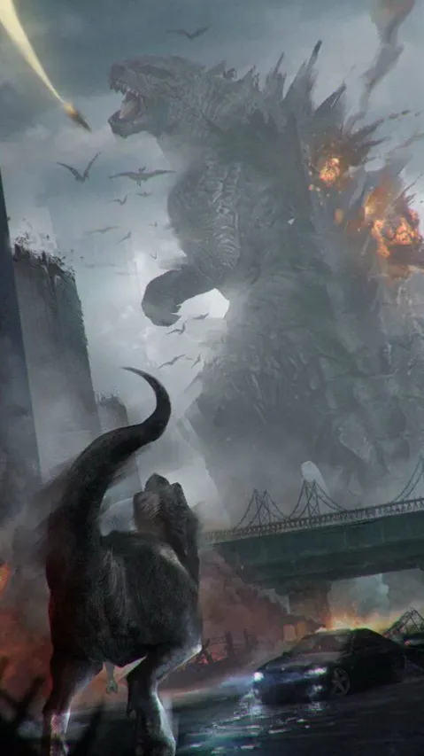 ai character: GodzillaXJW background