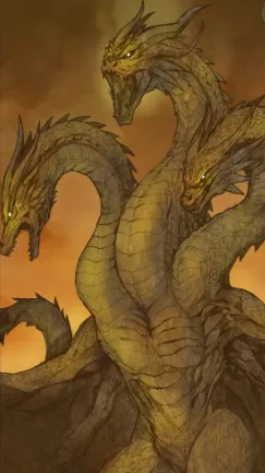 ai character: King Ghidorah ￼ background