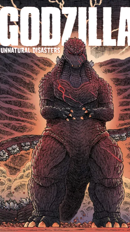 ai character: Godzilla in hell background