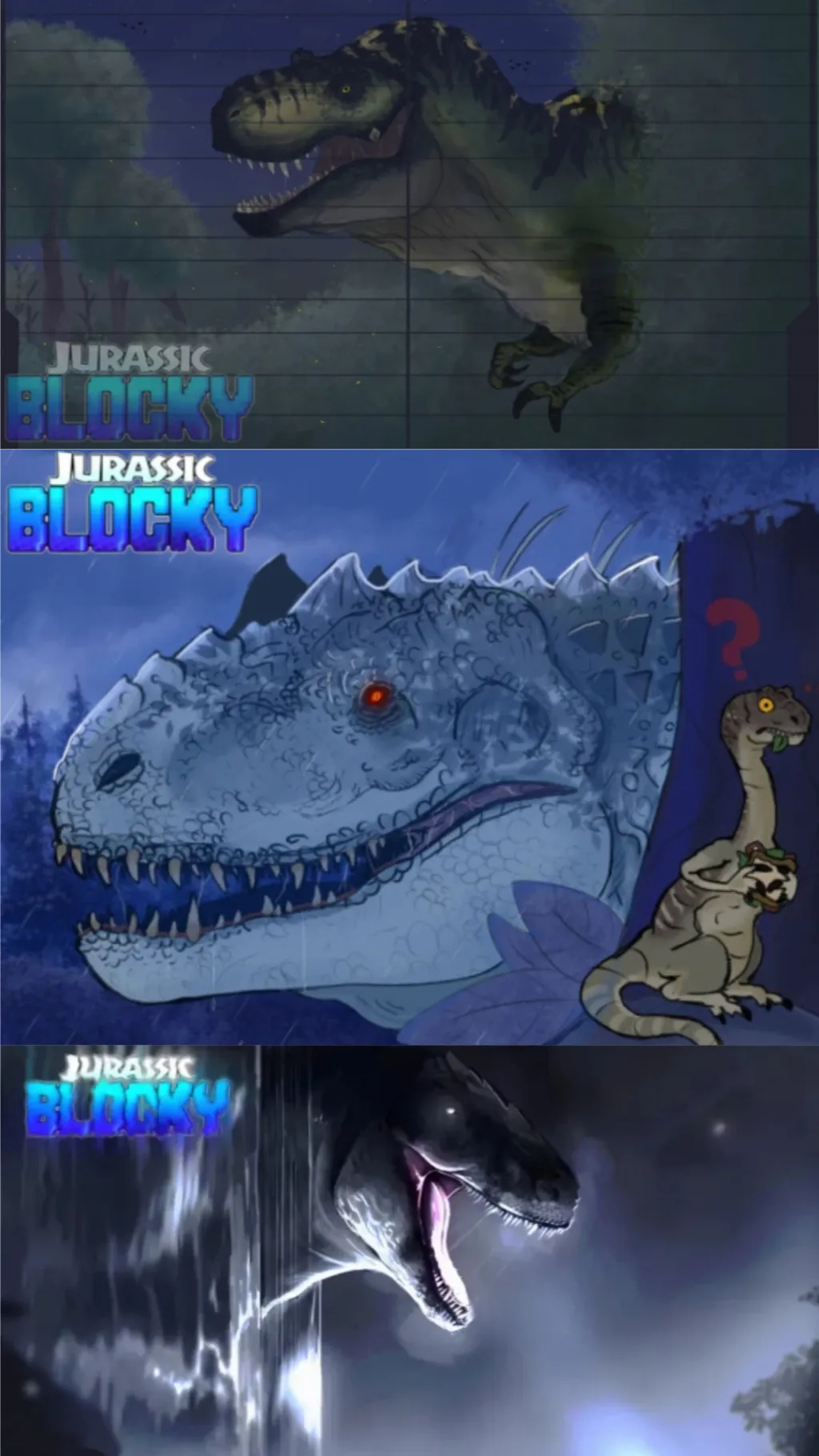 ai character: Jurassic blocky ￼ background