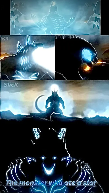 ai character: Slicks MV Godzilla background