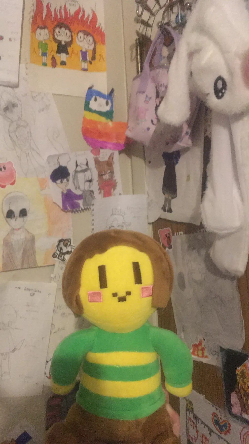 ai character: Chara plush  background