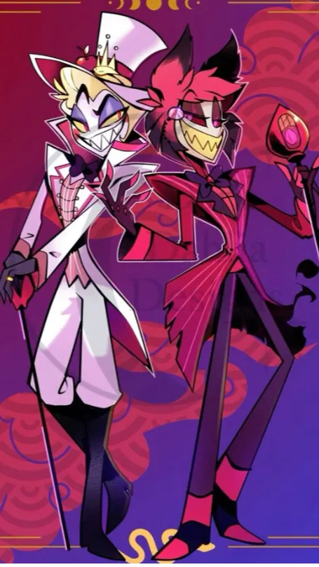 ai character: Alastor vs Lucifer background