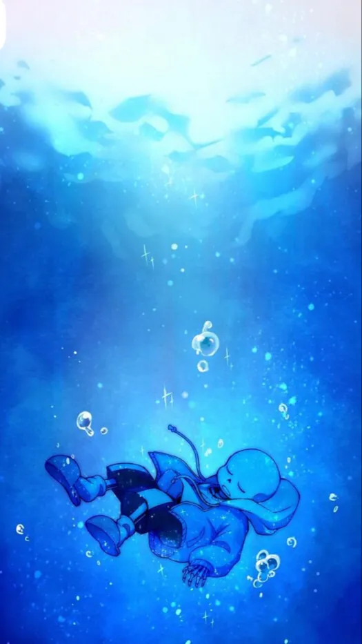 ai character: Sans drowning🌊 background