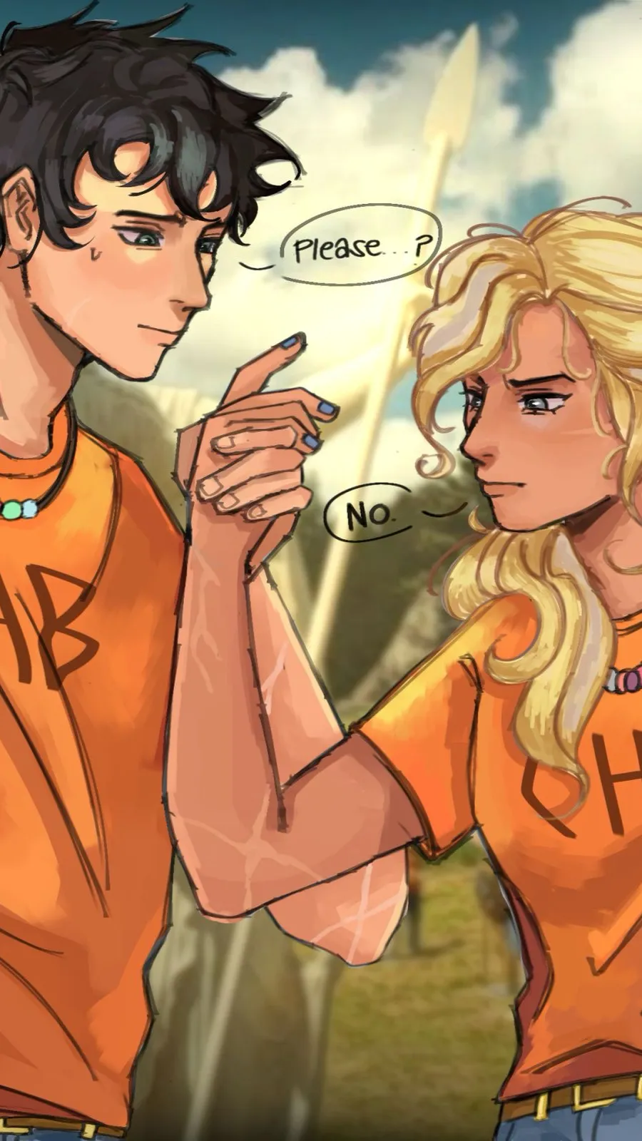 ai character: Percy x Annabeth  background